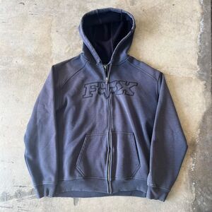 Fox Y2k Hoodie sun faded navy Mens size XL Zip up